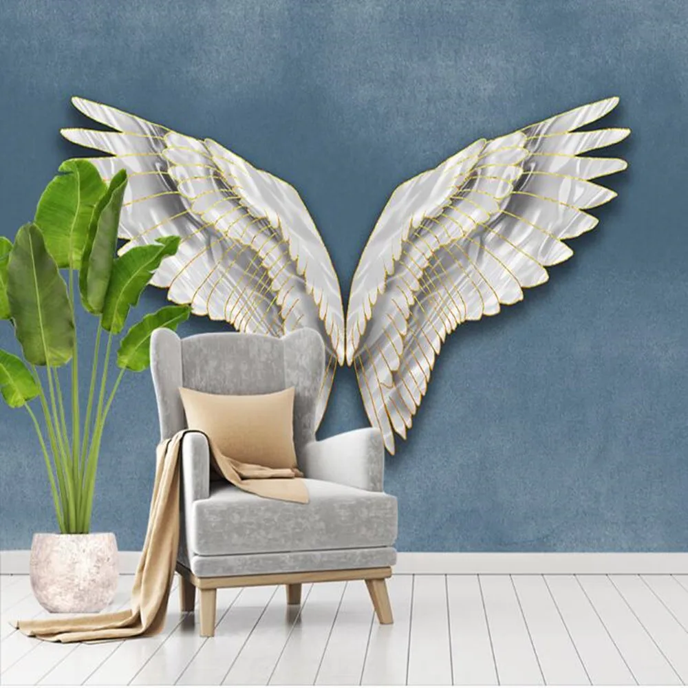 

Milofi custom 3D modern abstract wings feathers large TV bedroom background wallpaper mural