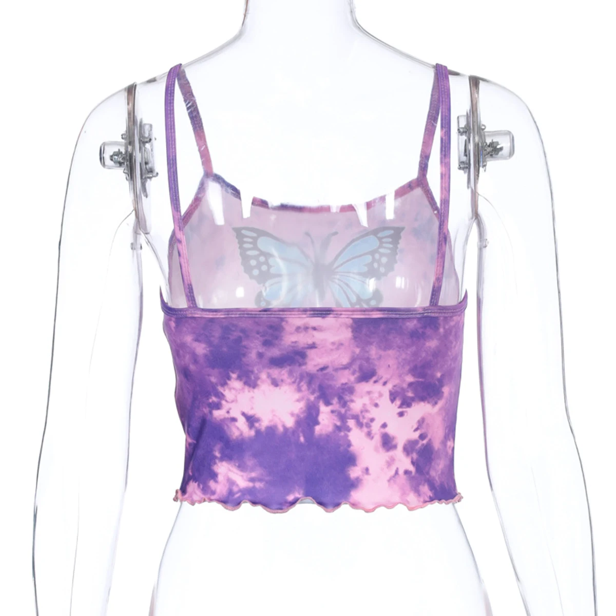 

Sexy Women Butterfly Printed Crop Top 2020 Summer Sleeveless Tops Tank Female Fashion Backless Camisole Girls Streetwear