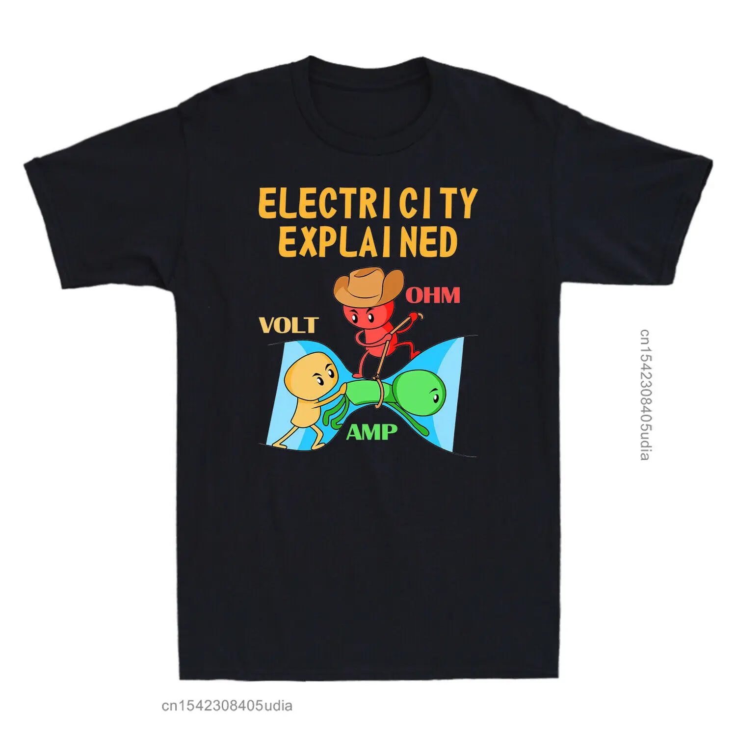 

Ohm Volt Amp Electricity Explained Funny Electrician Nerd Men's Designer T Shirt Loose Men Tshirt New Design Cool T-Shirt