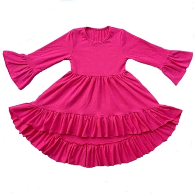 21 цвет для девочек Длинные рукава рюшами Обледенение хлопок осень однотонное