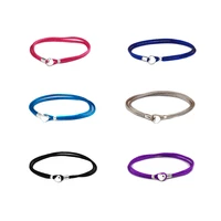 6 color fabric cord heart buckle bracelet 925 sterling silverjewelry bangles for woman jewelry making bracelet bangle