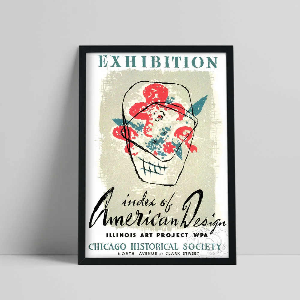 

Vintage Exhibition Poster, Chicago Historical Society American Design Index Canvas Prints, Color Abstract Wall Art, Idea Gift
