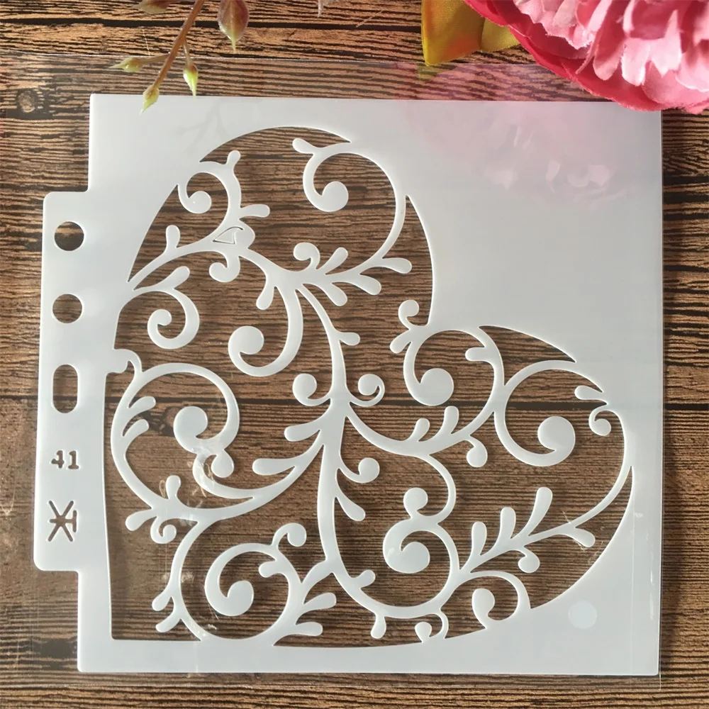 

14*13cm Ivy Heart DIY Layering Stencils Wall Painting Scrapbook Coloring Embossing Album Decorative Template
