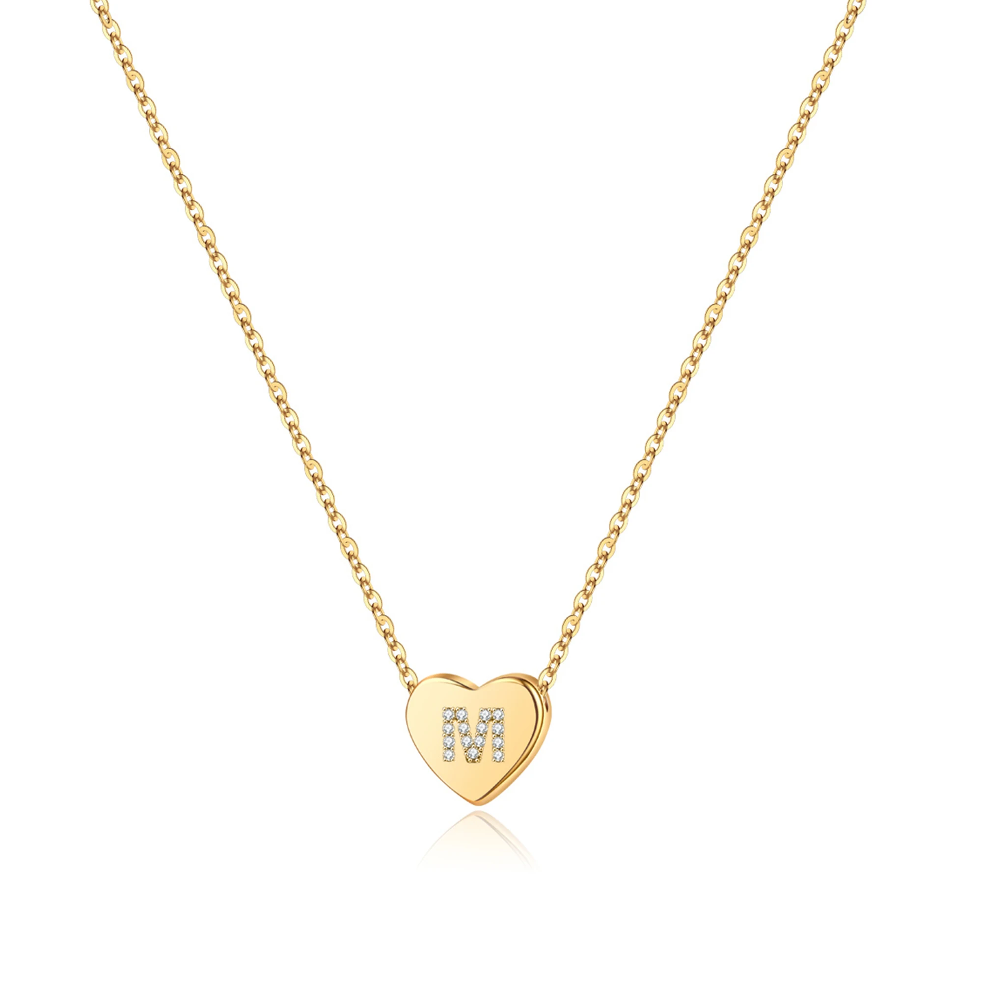 

Sufair Tiny Initial Heart Necklace for Women 14K Plated Dainty Cubic Zirconia Letter Name Monogram Pendant Necklace Jewelry Gift