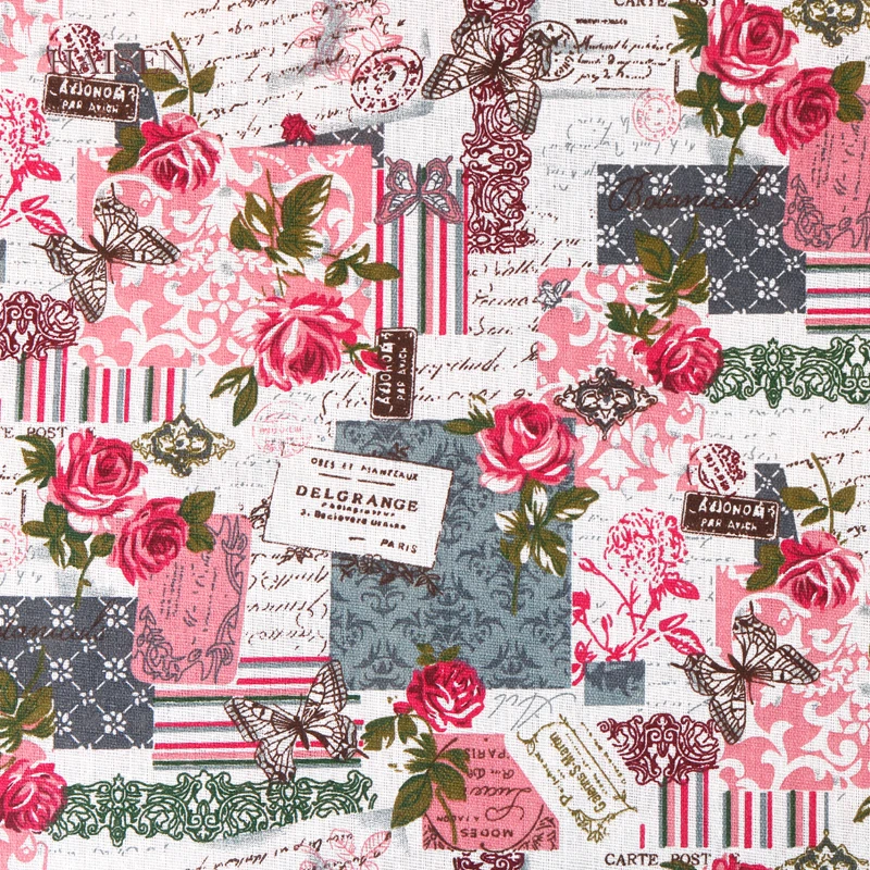 Тканевая ткань из хлопка и льна с принтом для квилтинга шитья сделай сам диванная