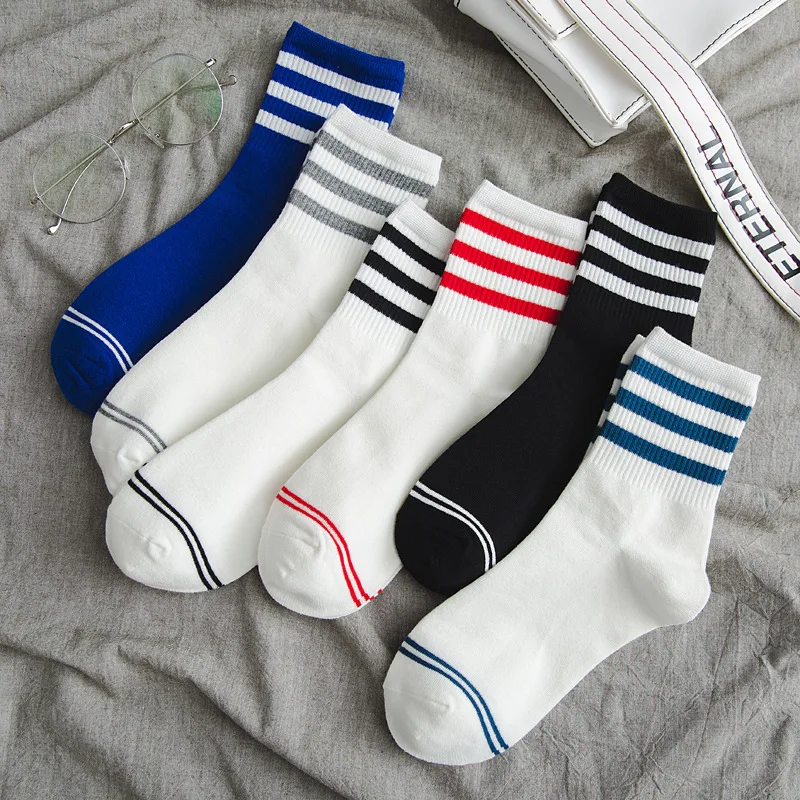 Женские носки 2018 полосатые хлопковые повседневные студенческие корейские