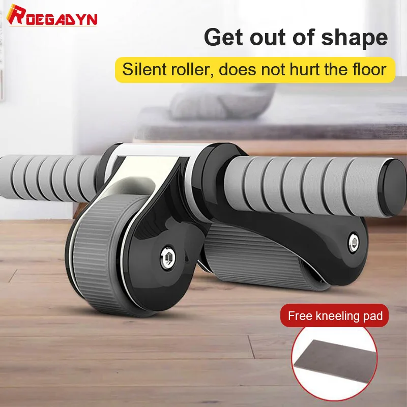 ROEGADYN Gym Home Abdominal Muscle Roller Folding Mute Muscle Trainer Double-Wheel Bearing Abdominal Wheel Gym Fitness Equipment