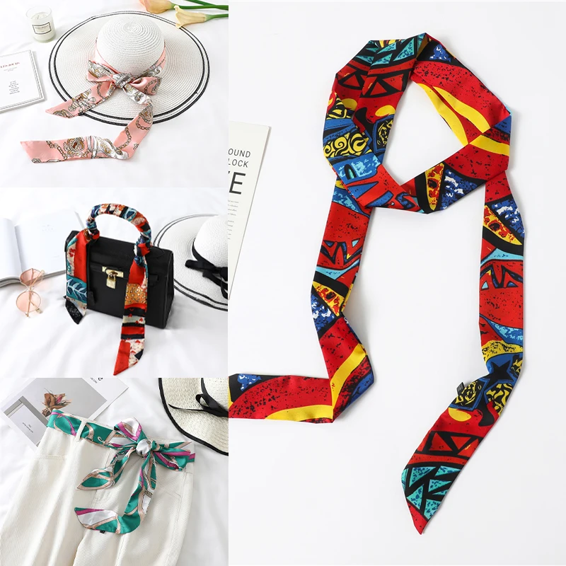 2021 длинный шелковый шарф для худой шеи с принтом Платки волос повязка на голову