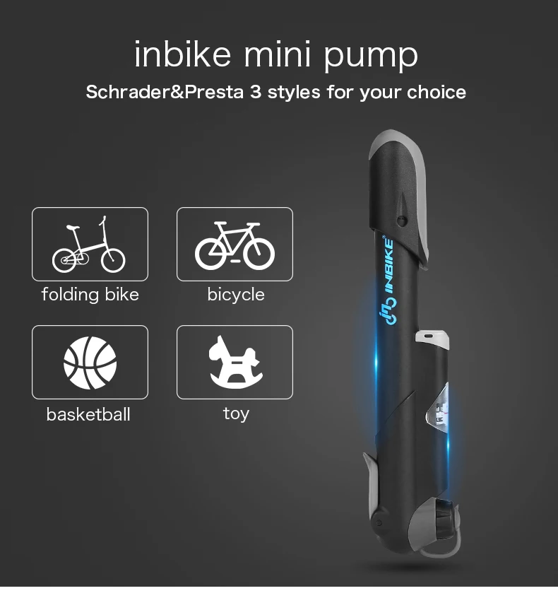 INBIKE портативный велосипедный насос ручной мини-насос велосипедный воздушный насос шаровая игрушка шиномонтаж Шредер Presta клапан MTB горный велосипед насос