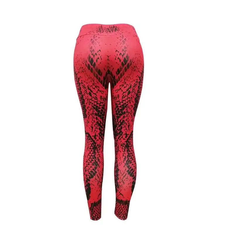 Пикантные женские штаны для йоги с принтом змеиной кожи узкие красные спортивные