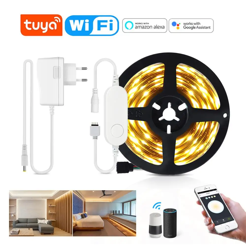 Tuya Smart life WIFI CCT светодиодная полосная лампа 12 В 5 м с регулируемой яркостью