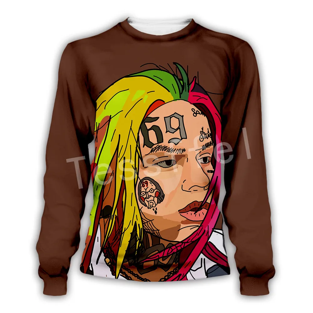 Tessffe хип хоп персонажи рэпера Tekashi69 6ix9ine Новая мода Harajuku уличная одежда унисекс
