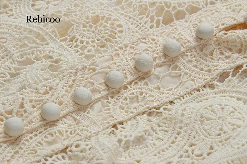 

lace Lady Autumn Machine Embroidery Puff Sleeve Retro Palace Style Slim Fit Lace Dress