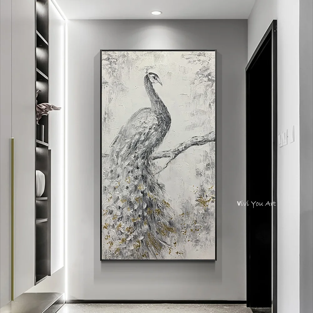 

Canvas Paintings Animals Colorful Peacock Art Handmade Wall Art For Living Room Cuadros Wall Art Graffiti Horse Home Decor