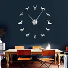 Настенные часы сделай сам с головой оленя, гигантские современные акриловые украшения для дома с изображением леса, оленя, охотника, оленя, рогов