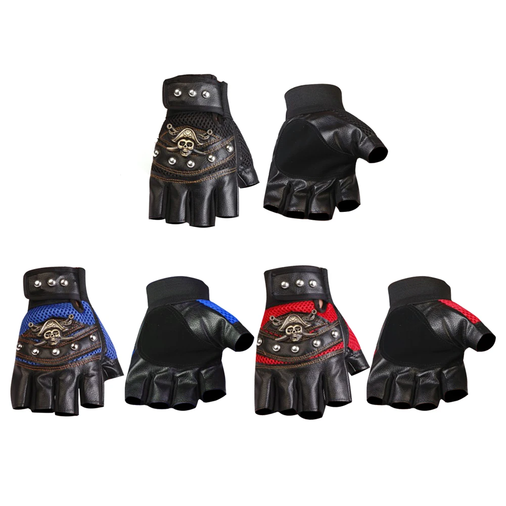 

Перчатки без пальцев в стиле унисекс, Нескользящие митенки с заклепками, в стиле панк, для активного отдыха, 2 шт.