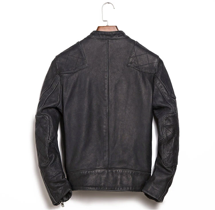 Мужская кожаная куртка из натуральной кожи винтажная мотоциклетная одежда