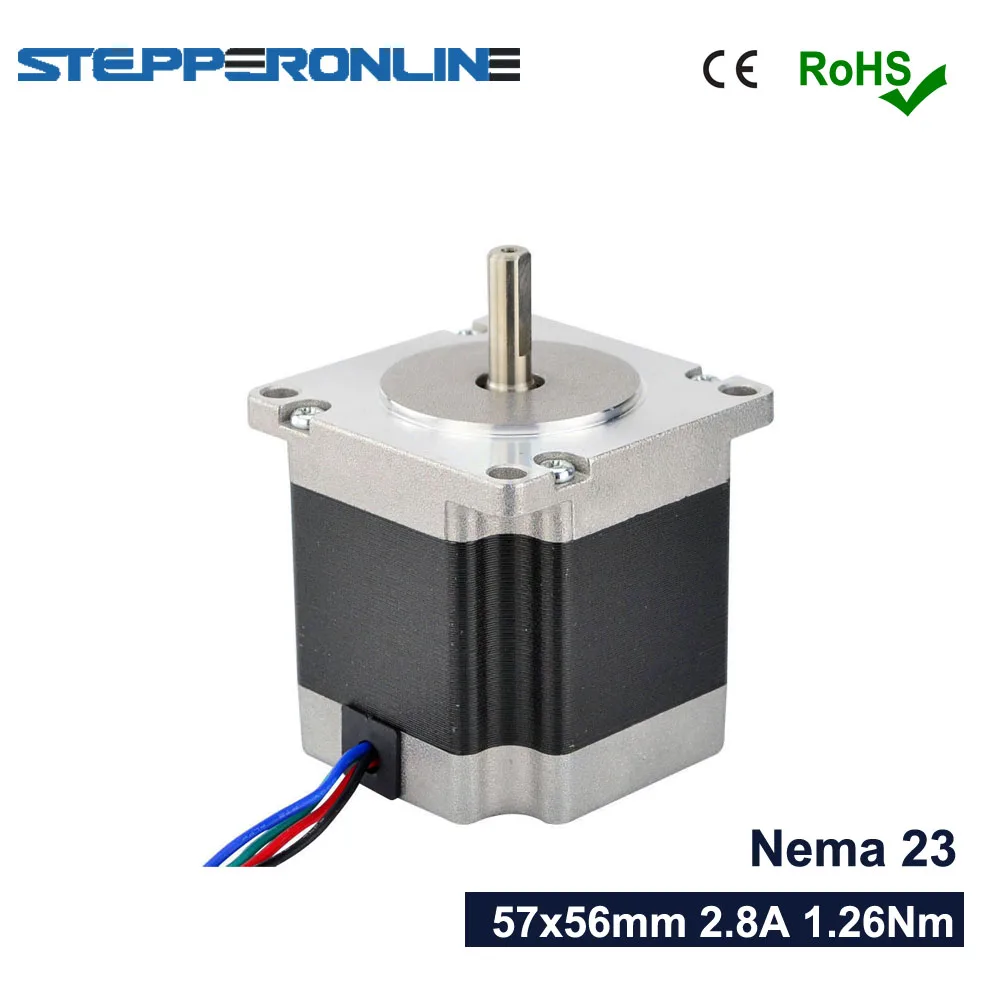 0,9 градусов Nema23 шаговый двигатель 1.26Nm(178.4oz.in) 57 шаговый двигатель 57x56 мм 2.8A 4-свинец 6,35 мм вал для ЧПУ Станок токарно-винторезный с фрезерный станок