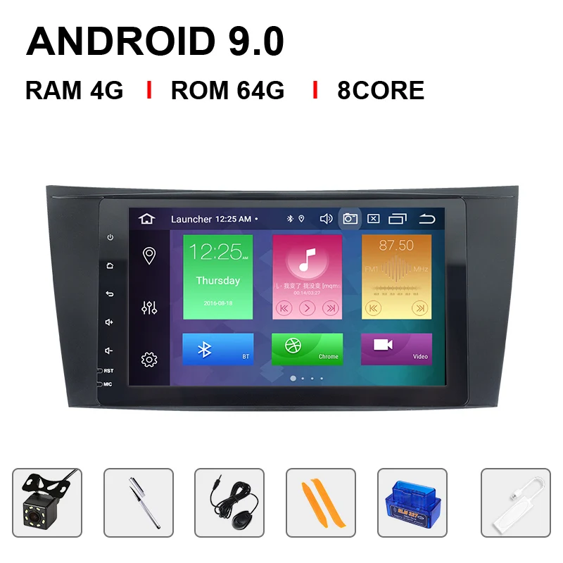 64ROM Carplay OBDCam Ips DSP 4G 2 din Android 9,0 автомобильный радиоприемник для Mercedes Benz E-class W211 E200 E220 E300 E350E240 E270 E280CLS класс W219 мультимедиа - Цвет: 64ROM Carplay OBDCam