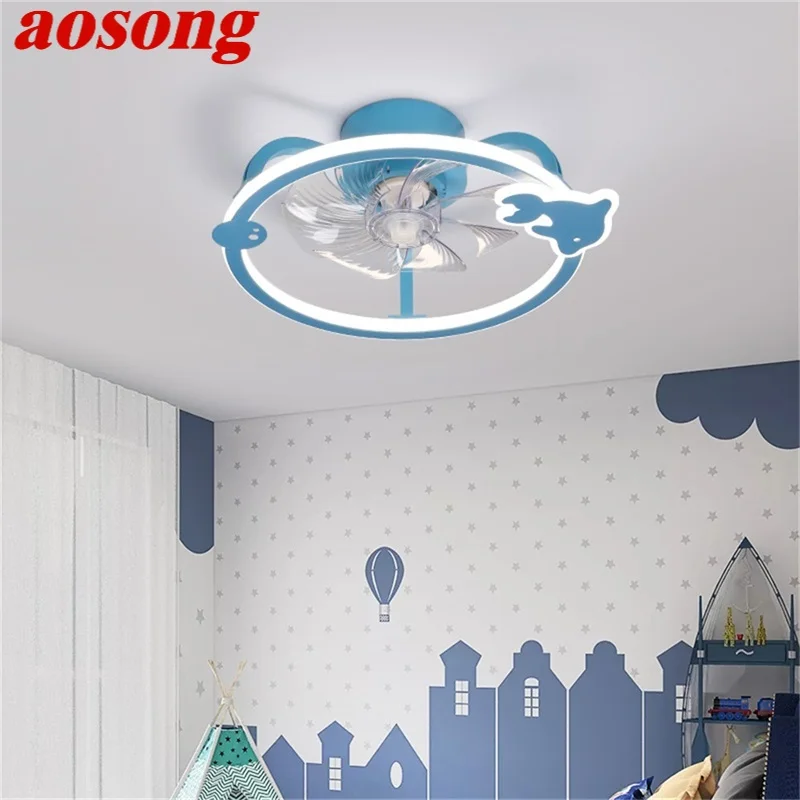 

AOSONG Contemporary Cartoon Ceiling Fan with Lights Remote Control Lighting for Home Children Bedroom
