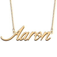 aaron name necklace for women jewelry stainless steel 18k gold plated alphabet nameplate pendant femme mother girlfriend gift