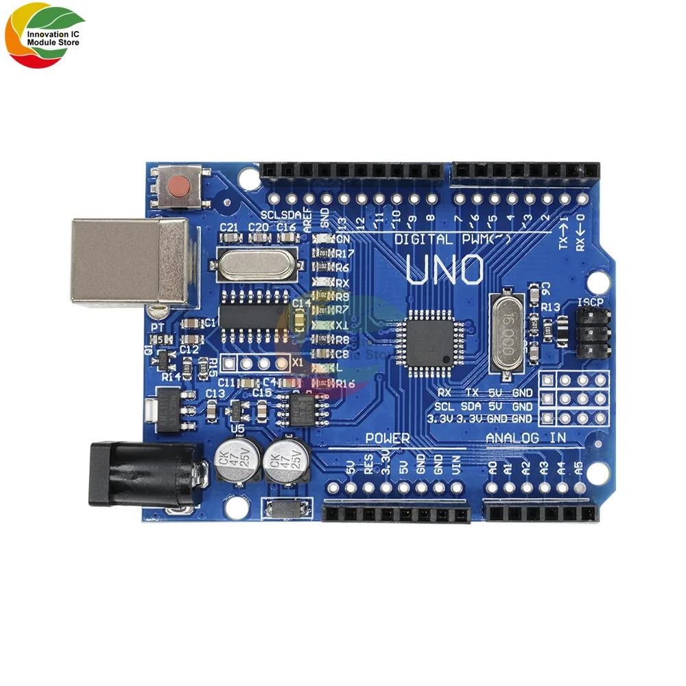 

Ziqqucu UNO R3-Kit de microcontrolador ATMEGA328P, placa de expansin de placa de pruebas para Arduino
