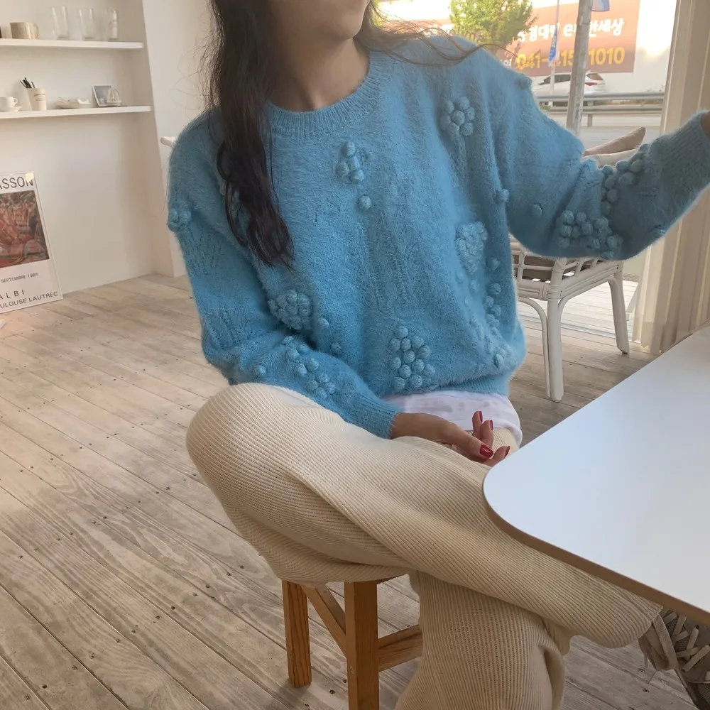 GRUIICEEN осень зима модный свитер с круглым вырезом Женский вязаный пуловер