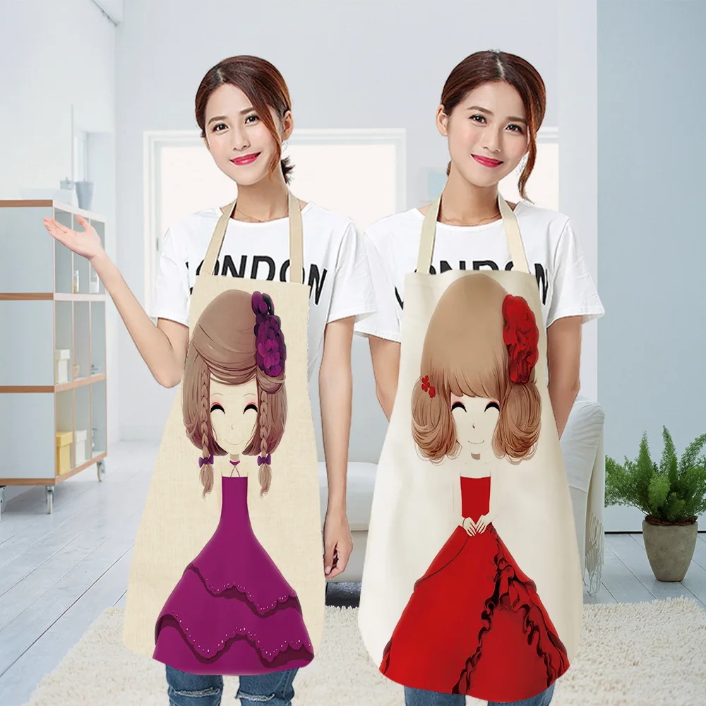 1 предмет хлопковое белье милые девушки печатных Кухня фартуки для Для женщин