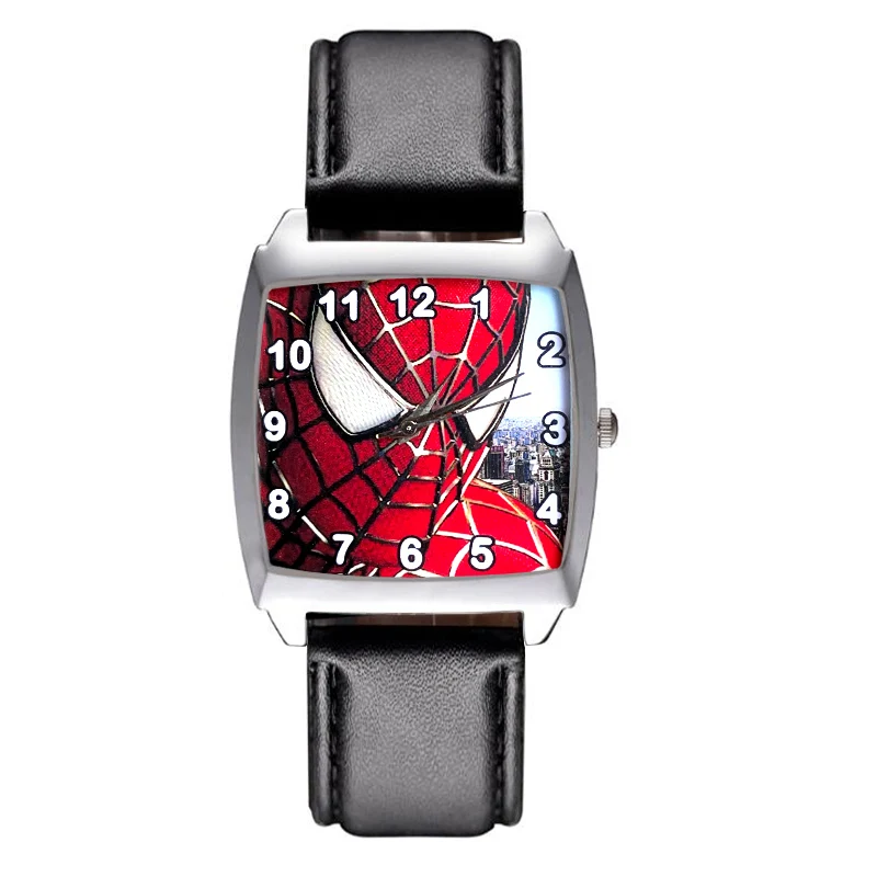 

Cartoon Hero Style Rectangle Dial Children Women Kids Student Boys Girls Quartz Leather Strap Wrist Watch JD54