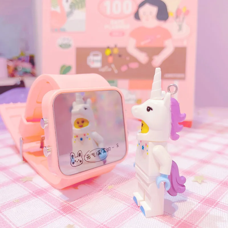 

Glass Mirror Electronic Watch Girls' and Boys' Primary School Children Clock Time Cute Cartoon Jelly Unicorn Kids Watches