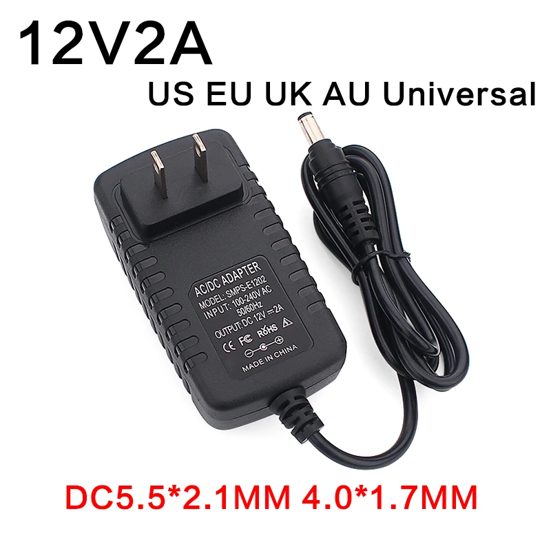 

Ac100-240v 12v 2a 24w Dc Ac Adapters Dc12v Us Eu Uk Au Plug Universal Power Adapter Supply for Cctv LED light strips