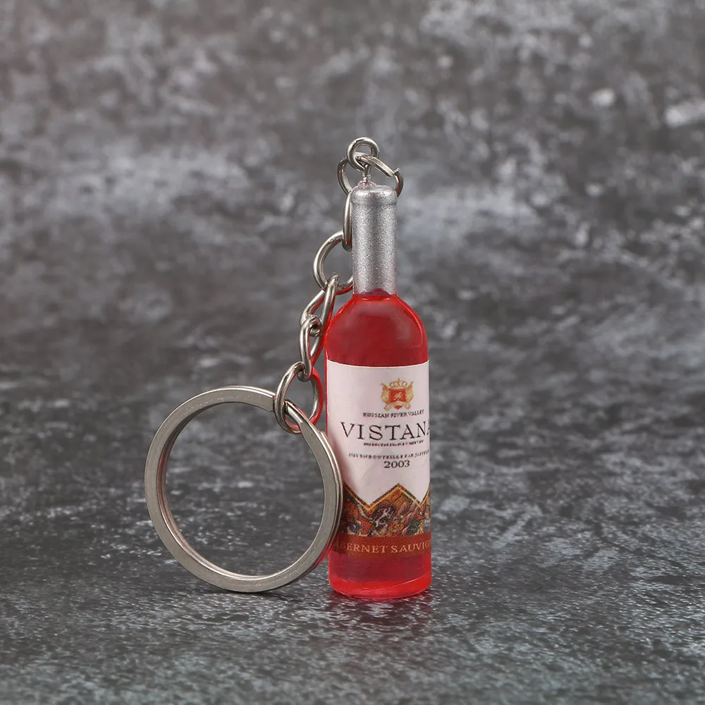 2020 New Creative Women/Men's Fashion Handmade Resin Wine Bottle Key Chains Rings Alloy Charms Gifts Random Color | Украшения и
