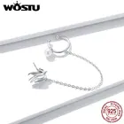 WOSTU летающие Висячие простые серьги из стерлингового серебра 925 пробы элегантный дизайн серьги для женщин подлинные модные ювелирные изделия подарок FNE411