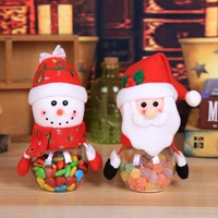 1pcs santa claus snowman candy jar empty chocolate cookie candy box storage bottle diy new year christmas party favors kids gift