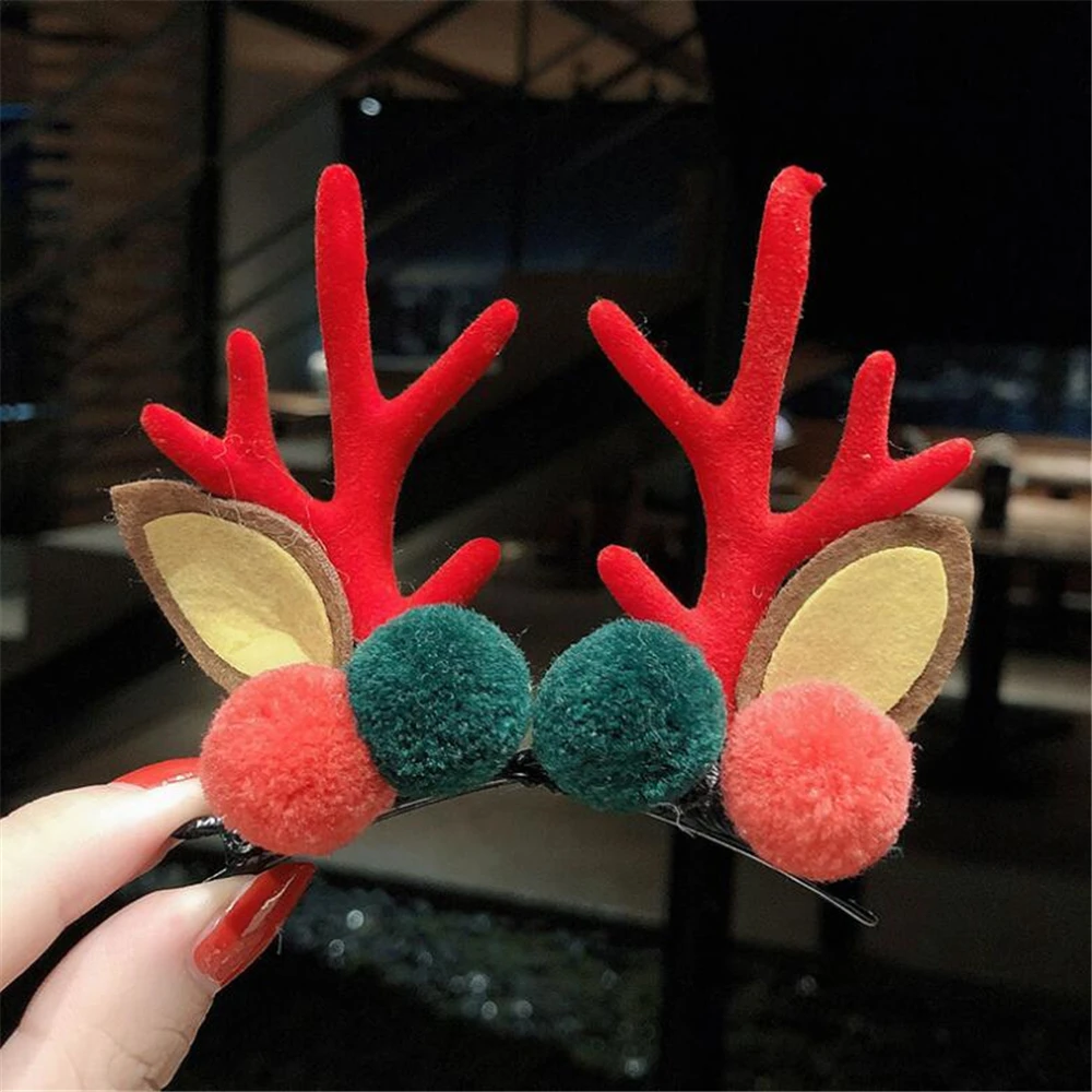 Заколки для волос в рождественском стиле украшения рога оленя 2 шт. головные