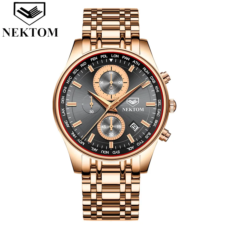 Часы мужские кварцевые с хронографом многофункциональные модные