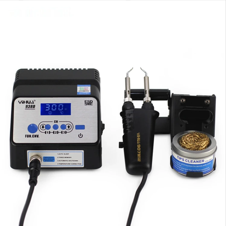 Yihua 938D dual-channel digital display soldering station lead-free anti-static dual electric soldering iron soldering sta