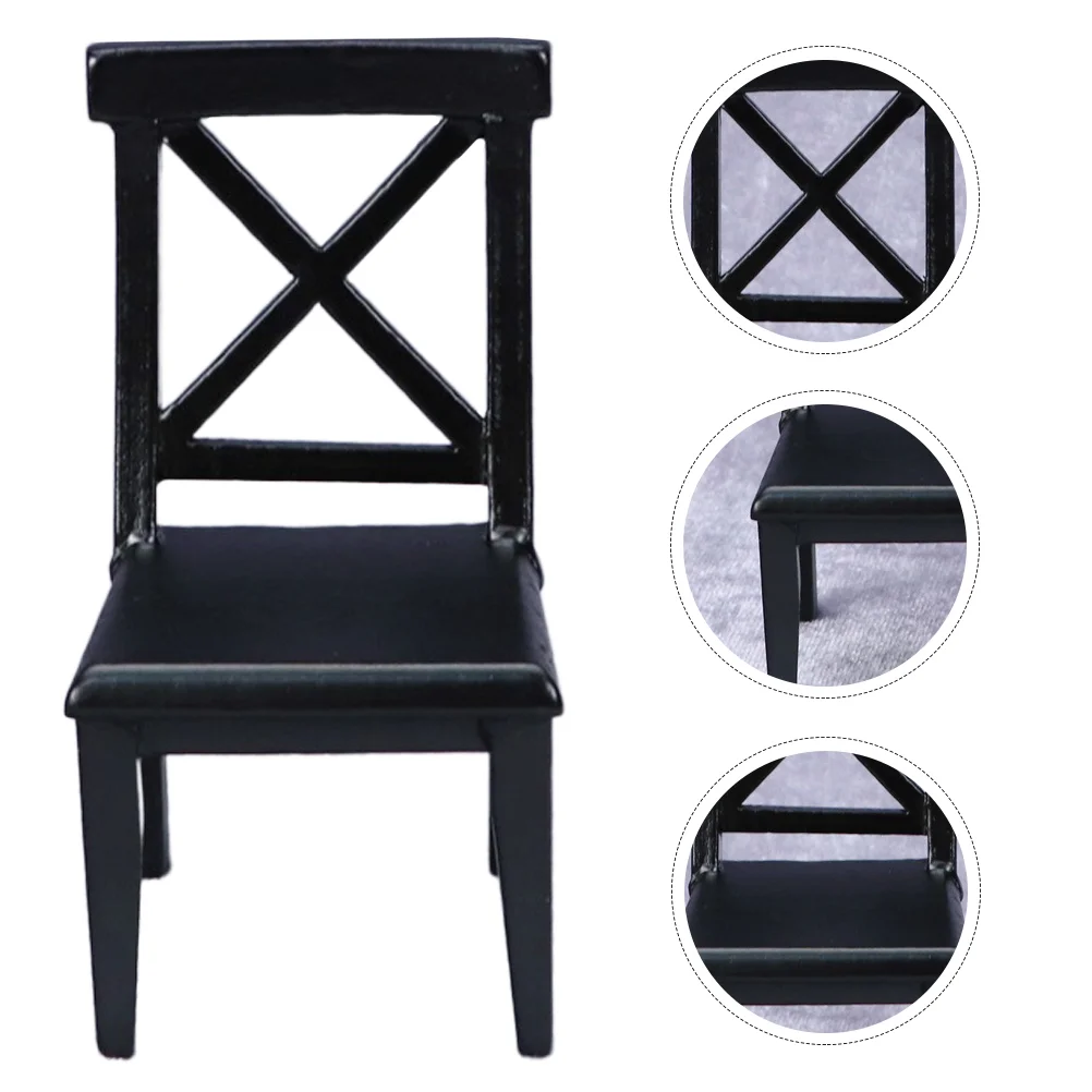 

1pc Mini Furniture Ornament Mini House Wood Chair Delicate Mini Scene Decor
