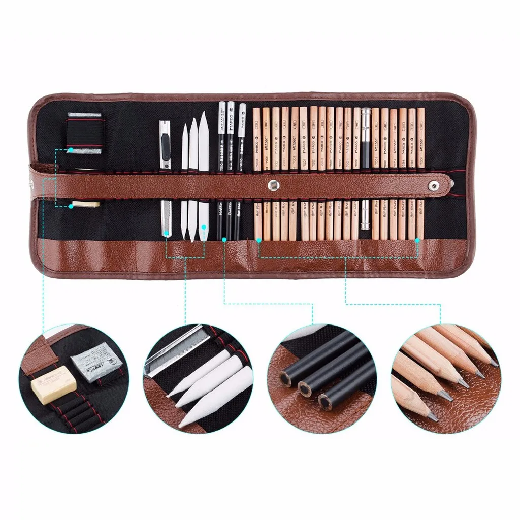 29 шт. набор инструментов для рисования и кетчинга с трафаретами угольных