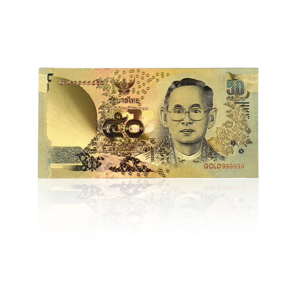 50 батов цветные тайские золотые банкноты Золотая фольга украшения дома подарок