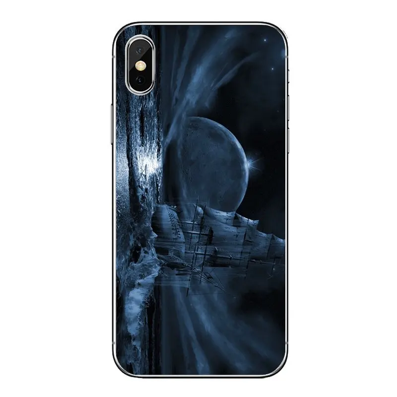 Old Ship in Sea Moon Night Wallpaper For Huawei Honor 8 8C 8X 9 10 7A 7C Mate 20 Lite Pro P Smart Plus Soft Silicone TPU Case | Мобильные