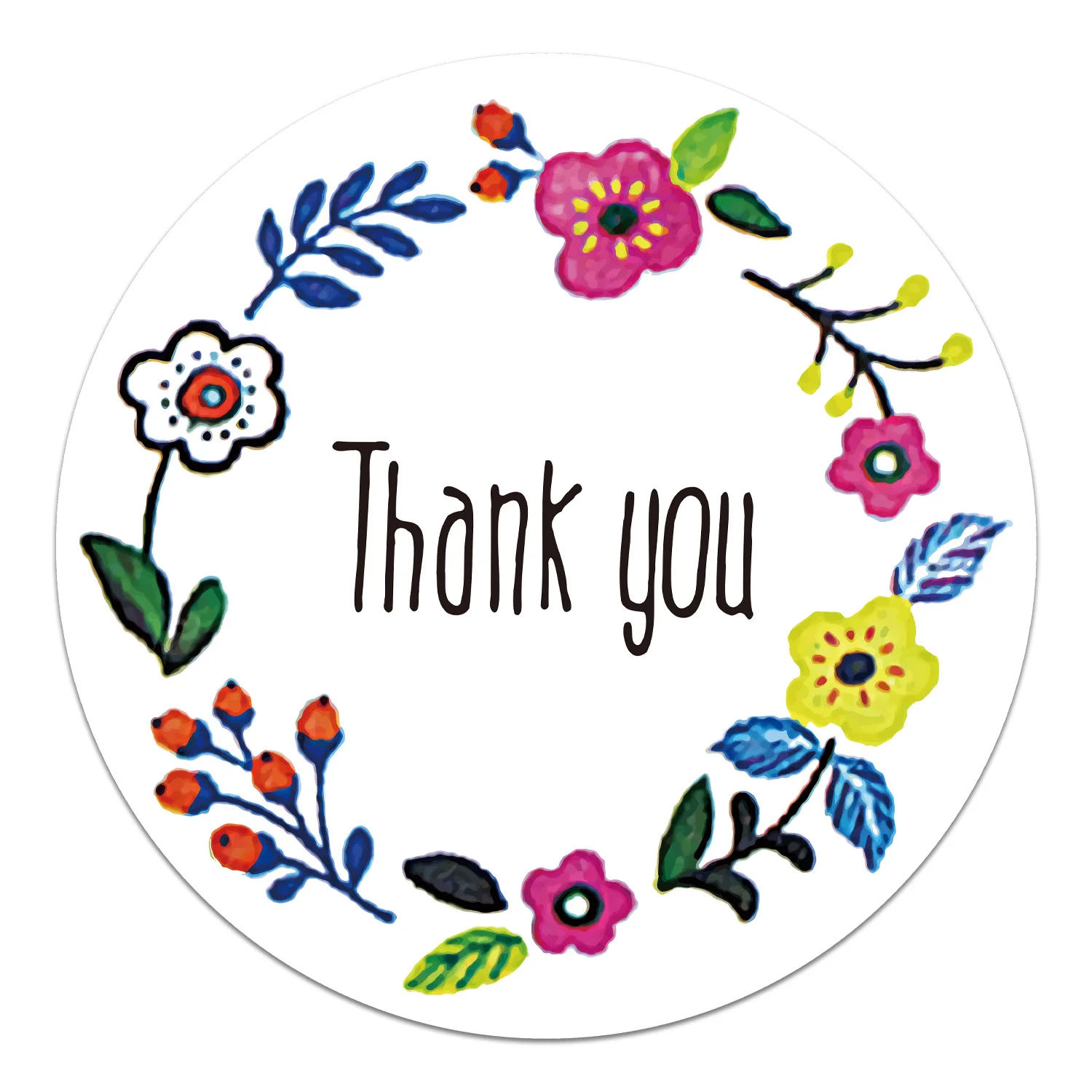 

500pcs/roll Round Floral Thank You Stickers for Wedding Favors and Party Gift Envelope Decoration Seal Stationery Sticker