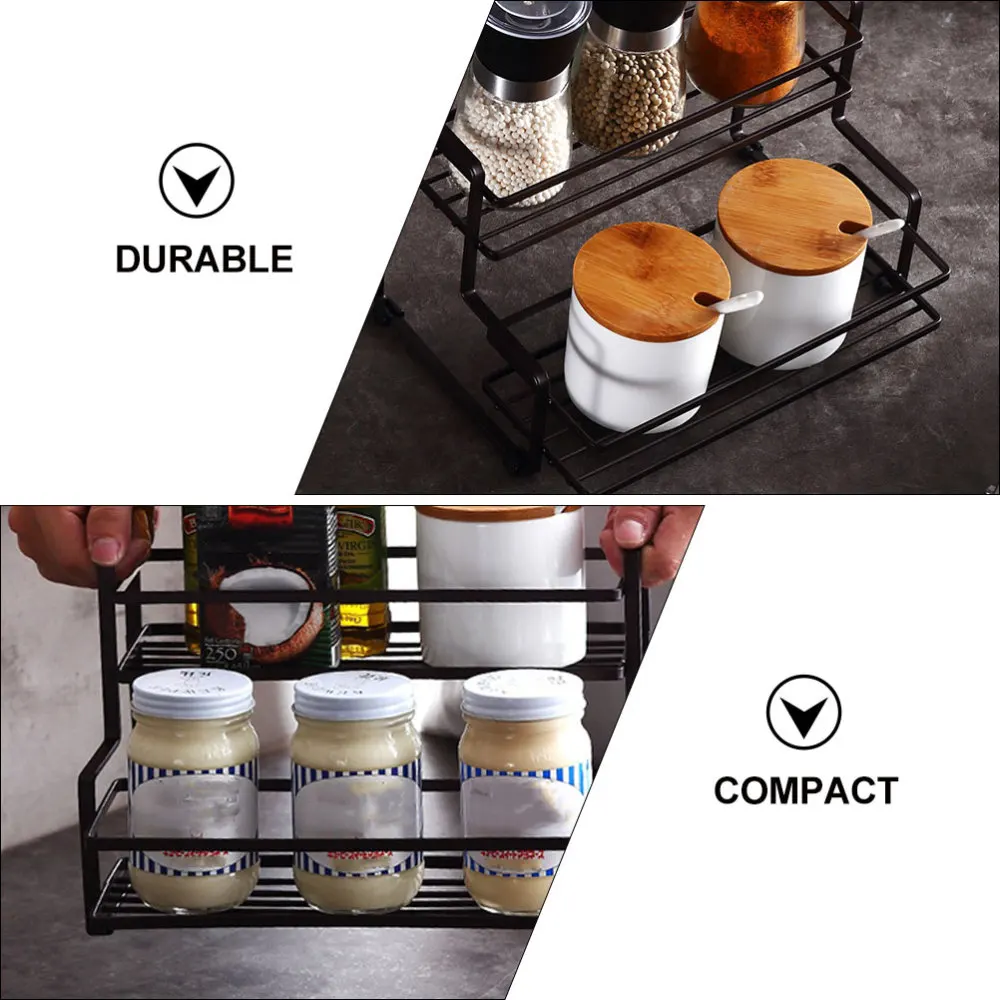 

1pc Storage Rack Sturdy Spice Racks Iron Stepped Structure Storage Baskets