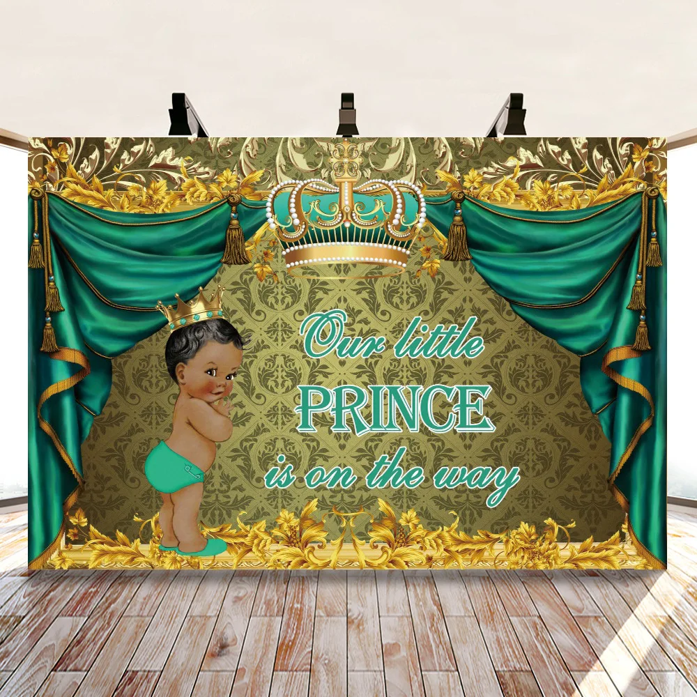 

Изумрудный зеленый фон с короной для маленьких детей на день рождения детский фон для вечевечерние торта реквизит для студийной фотосъемки