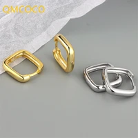 qmcoco ins trendy silver color korean woman geometric design square earrings simple ins temperament for woman delicate jewelry