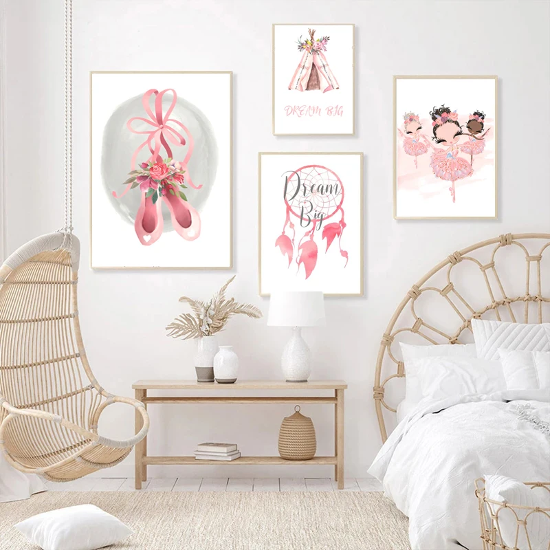 Постер в скандинавском стиле для балерины фламинго Королла палатка детской