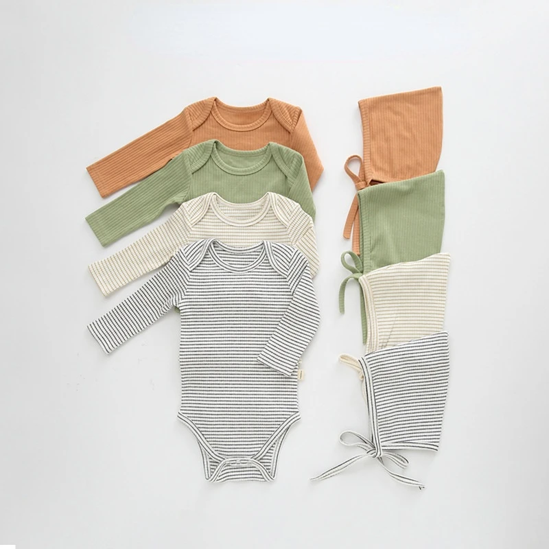 

Newborn Kid Baby Boys Girls Clothes Autumn Cotton Jumpsuit Long Sleeve Hat Winter Fall Baby Outfit Baby Boy Clothes Sets