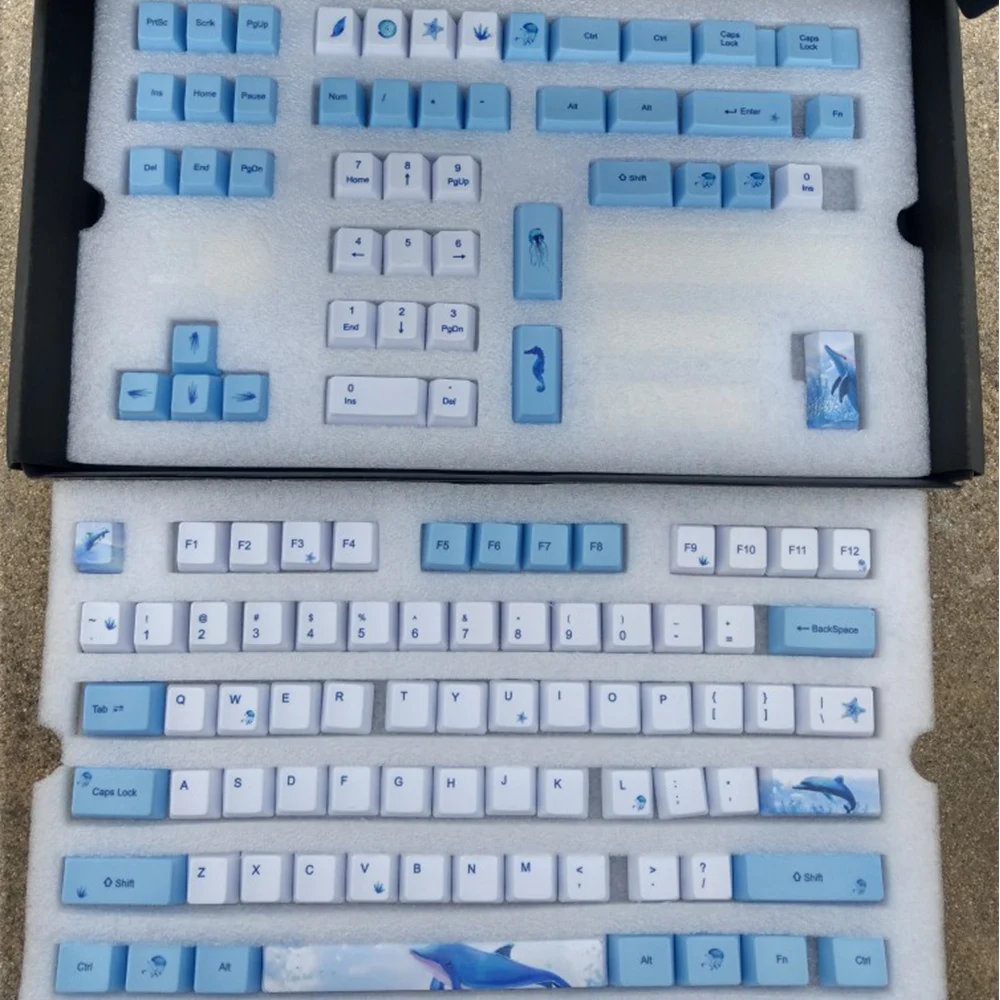 Колпачки для клавиш с сублимационным принтом синего Кита OEM PBT переключатель Cherry