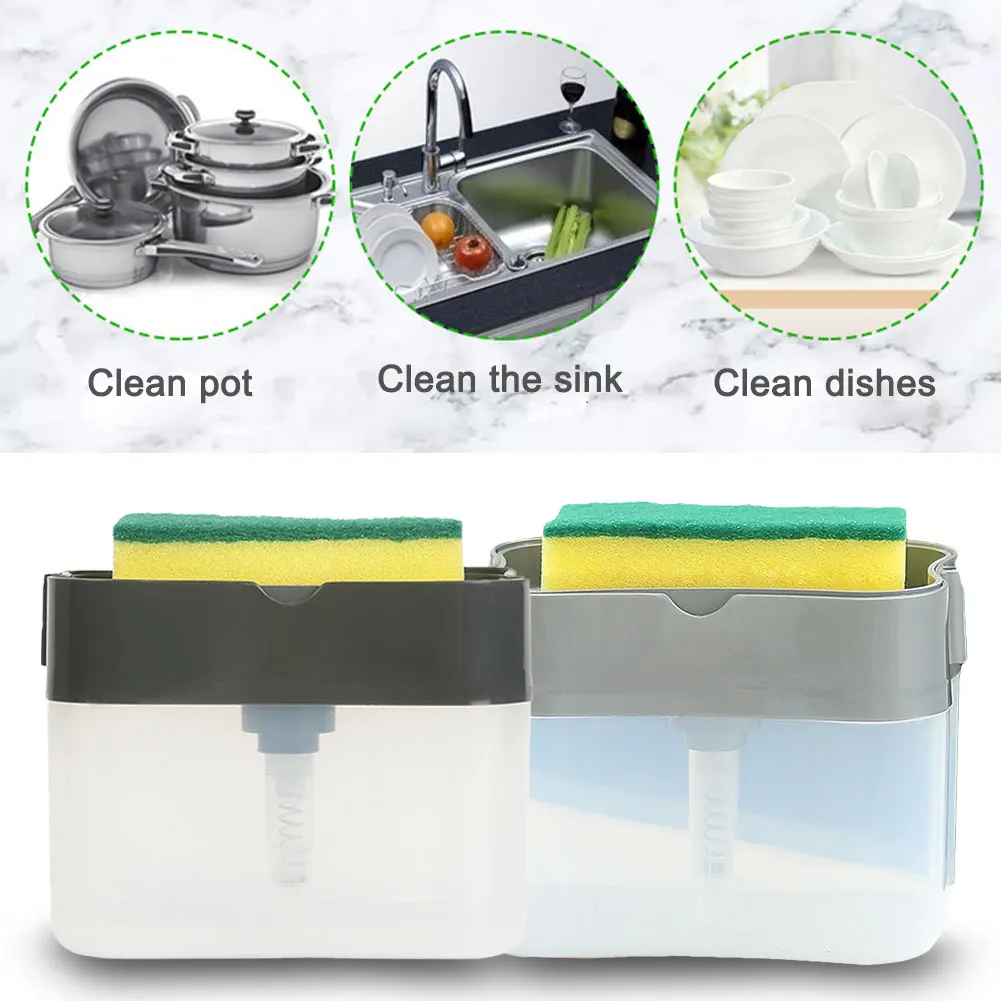 2 в 1 для очистки дозатор жидкого моющего средства Пресс типа мыльница-дозатор