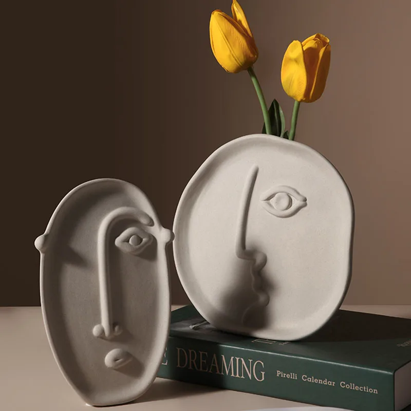 

Креативная керамическая ваза в скандинавском стиле с изображением человеческого лица, украшения, контейнер для цветов для украшения дома, ...